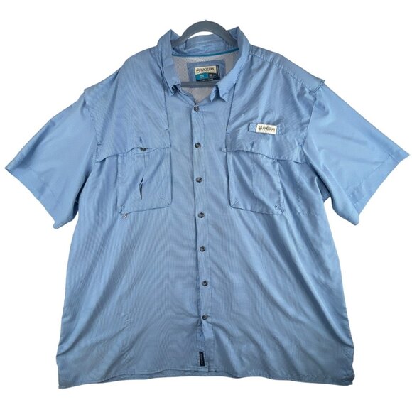 Magellan Outdoors Mens Fish Gear 3XL Relaxed Fit Blue Short Sleeve Shirt - Picture 1 of 12